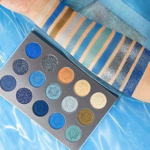 Matte Shimmer Blue Eyeshadow Palette - Langdurige High Pigment Pallet Eyeshadow - Glitter Zilver Donkergrijs Naakt Rokerig Zacht Glam Metallic Crème Bright Girl Dames Vegan Eye Shade