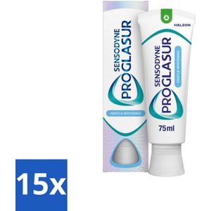 15 x Sensodyne - Tandpasta - Proglasur Gentle Whitening - Tandglazuur Versterkend - 75 ml - Tandpasta - Tandglazuur - Tanderosie - Witte Tanden - Fluoride