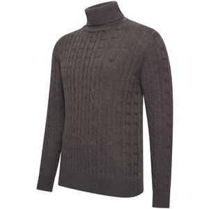Cappuccino Italia - Heren Trui Aosta Cable Pullover - Grijs - Maat M