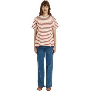 Vertbaudet - Gestreept T-shirt - Rood - Biologisch Katoen - Voor Zwangerschap en Borstvoeding