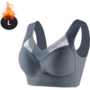 Nivard BH Zonder Beugel - Zonder Bandjes - Push-up Bh's - Comfort Beha - Comfortabel - Sterk - Yoga - Grijs - Maat L