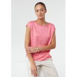 COMMA - Shirt - Pink - Jersey - Normale Pasvorm - Kwartmouw