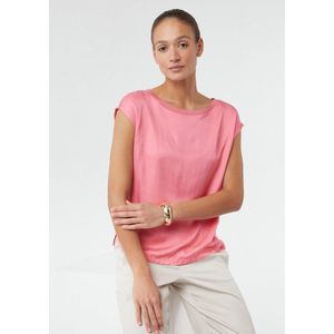 COMMA - Shirt - Pink - Jersey - Normale Pasvorm - Kwartmouw