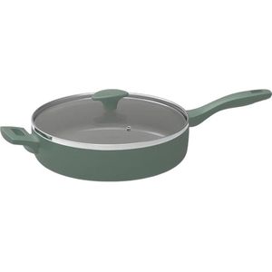 Michelino 28216 - Groene braadpan met deksel - 28 cm - Groen