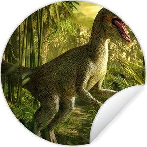 Behangsticker kinderkamer - Dinosaurus - Planten - Groen - Illustratie - Kinderen - Jongens - Jongenskamer decoratie - 80x80 cm