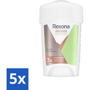 Rexona Women - Deodorant Cream Stick - Maximum Protection Sport Strength - Extra Sterk - 45 ml - Bulkverpakking - 5 stuks