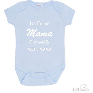 100% katoenen Romper ""De liefste mama is toevallig mijn mama"" Meisjes Katoen Blauw/wit Maat 56/62