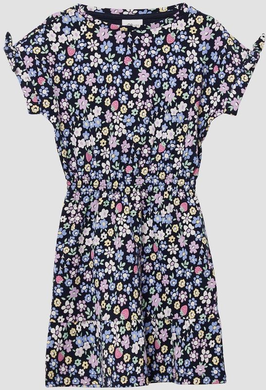 Jerseyjurk - Korte Jurk - All-over Print - Gerimpelde Details