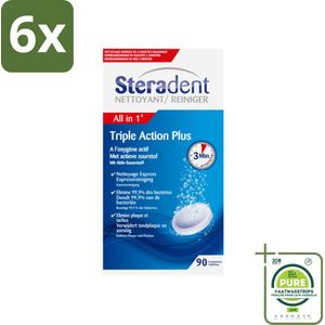 Steradent - Kunstgebitreiniger - Tegen Tandplak En Aanslag - 90 Tabletten - Voordeelverpakking - 6 stuks - Kunstgebit reiniger - Kunstgebit schoonmaken