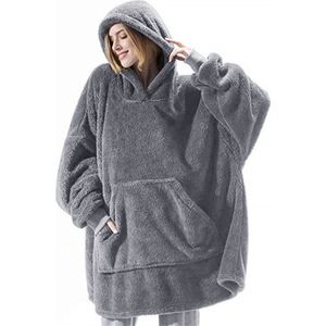 LIXIN Hoodie Deken - Premium Grijs - Oversized - Unisex Vrouwen en Mannen - TV Deken - Hoodie Blanket - Fleece Deken Met Mouwen - Super Zacht - Home accessories