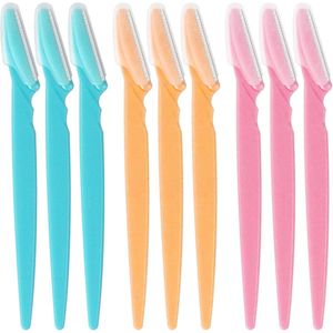 9 stuks wenkbrauwscheermesjes, gezichtsscheermesjes voor vrouwen, gezichtshaarverwijderaar en trimmer, exfoliërende dermaplaning-tool voor vrouwen en mannen, met dop wenkbrauwvormer,