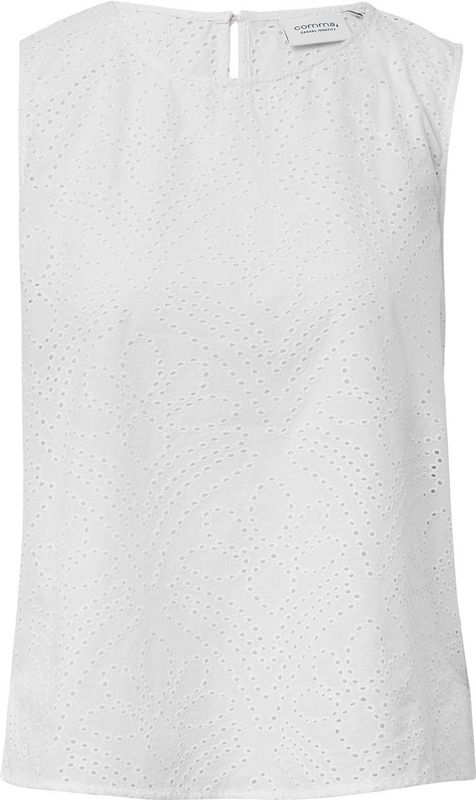 comma - Blouse - Mouwloos - Katoen - Met Eyeletborduursel