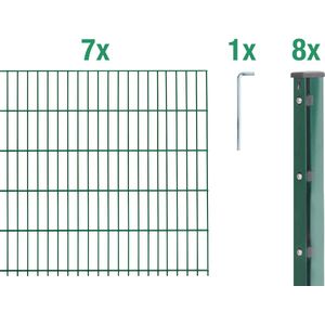 Alberts dubbele piketomheining als complete omheiningsset (16 st.) kunststof gecoat, groen Hoogte 1,63 m Lengte 17,5 m