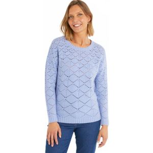 Opengewerkte korte trui, ronde hals, lange mouwen