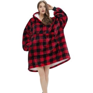 Plaid - Hoodie Deken Met Mouwen - Onesie - Fleece Blanket - Knuffeldeken - Dames - Heren - Kinderen - Extra Warm - Geruit
