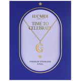 Lucardi - Dames Stalen Goldplated Ketting - Goudkleurig - 47 cm