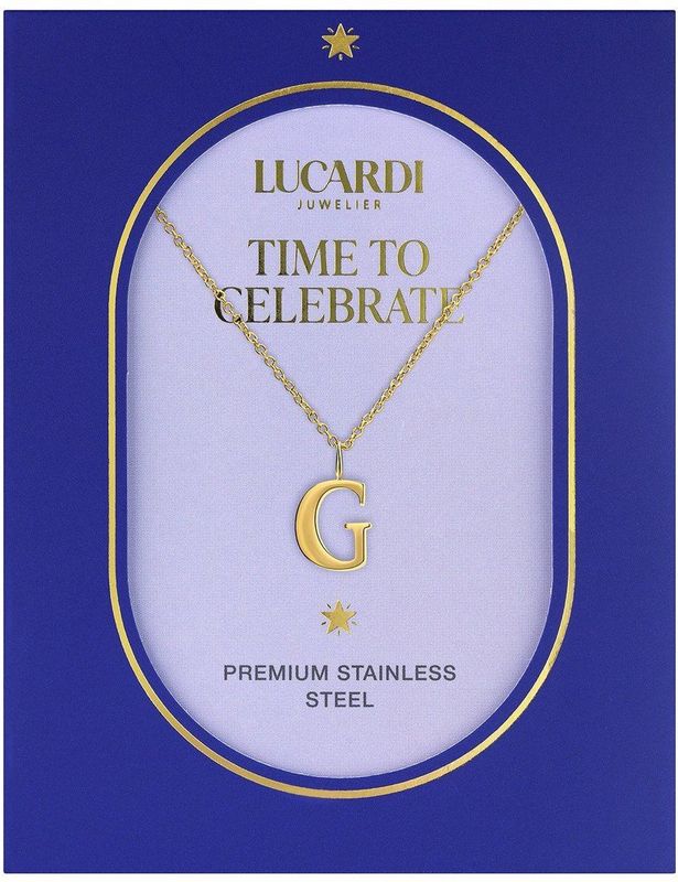 Lucardi - Dames Stalen Goldplated Ketting - Goudkleurig - 47 cm