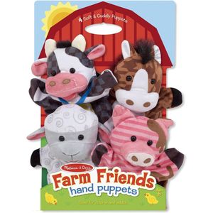 Melissa & Doug Boerderijvriendjes handpoppen (set van 4) - Koe, paard, schaap en varken