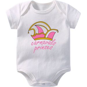 Hospitrix Baby Rompertje Carnavalskleding baby met tekst “Carnavals Prinses!”| 0-3 maanden | Korte Mouw | Carnavalskleding | Baby | Carnaval | Kinderen | Bekendmaking | Aankondiging | Aanstaande Moeder | Moederdag