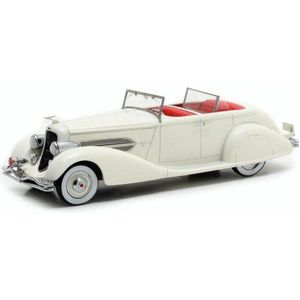 De 1:43 Diecast Modelcar van de Duesenberg SJ 544-2570 Bohman & Schwartz Convertible Sedan van 1936 in White. Dit model is begrensd door 408 stuks. De fabrikant van het schaalmodel is Matrix. Dit model is alleen online beschikbaar