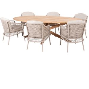 Puccini Prado dining tuinset 240x115xH75 cm 7 delig latte 4 Seasons Outdoor