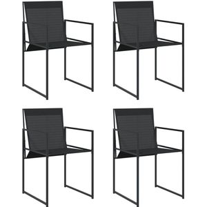 vidaXL Tuinstoelen 4 st - Staal en Textileen - Zwart Tuinstoel - Lounge Stoel - Buitenstede - Outdoor Furniture - Textiel Stoel
