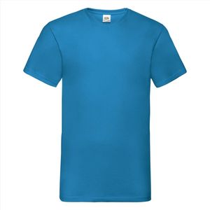 Fruit Of The Loom - 5 Stuks Valueweight T-Shirts V-Hals - Azuur blauw - L