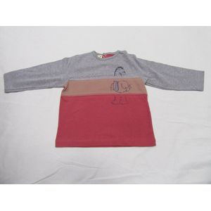 petit bateau , jongen , t-shirt lange mouw , grijst , orange, rood , 18 maand 81