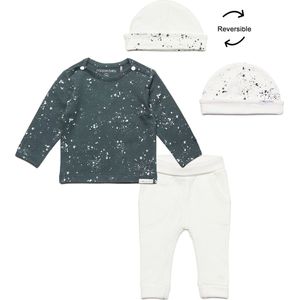 Noppies - kledingset - 3delig - Broek Humpie Snow - Shirt Gale Slade - Muts Snow - Maat 56