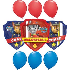 3 Paw Patrol Ballonnen 22 cm + 6 Kleur Ballonnen 32 cm - Verjaardag Versiering - Folieballon Ongevuld - Ballonnenboog Decoratie Feest - Party Slinger Jongen Meisje - De Smurfen