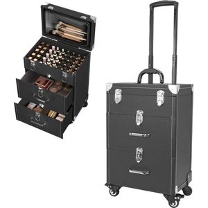 White-Label® Kapperskoffer - Kapperstas - Visagie - Cosmetica Organizer - Zwart