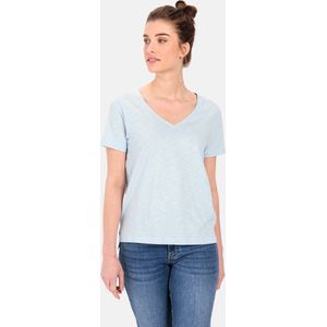 camel active V-neck T-Shirt gemaakt van organic cotton - Maat womenswear-XXL - Licht Blauw