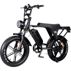 NinRyde V8 PRO - Fatbike - Elektrische Fiets - E Bike - 250W - 15Ah - Zwart - Incl. Bagagerek en Phone bag