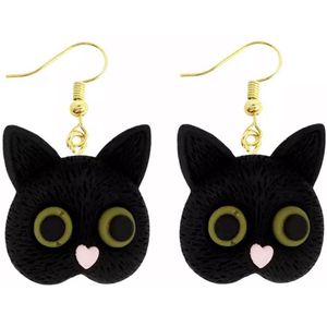 Akyol - Katten oorbellen- Zwart - Katten oorhangers -Cadeau - sieraad - Cat - dieren oorbellen - dieren - Poes - Sieraad - oorbel - oorhangers boerderij – cadeau-carnaval - gift