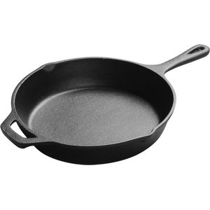 SEPH Gietijzeren Skillet 30 CM | Gietijzeren Koekenpan | Extra Zware Bodem 2,6 KG | Inductie & Alle Warmtebronnen | Zwart