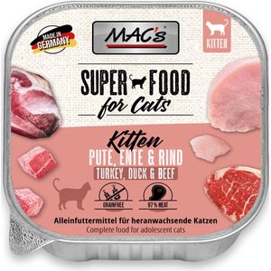 Mac’s Kittenvoer Natvoer - vlees kuipje 97% Kalkoen, eend en rund 8 x 100g