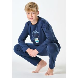 Schiesser - Jongenspyjama Set - Donkerblauw - 100% Biologisch Katoen