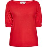 Trui - Effen - Viscose - Pofmouwen - Boothals - Normale Pasvorm - Halve Mouw