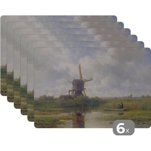 Placemats - Kunststof placemat - Molen - Schilderij - Nederland - Oude meesters - Onderlegger - Placemat - Onderleggers placemats - 45x30 cm
