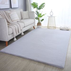 Pouffy Fluffy - Hoogpolig Vloerkleed - Uni Kleur - Zilver - Woonkamer Tapijt - Katoenen Rug- 240x340 CM