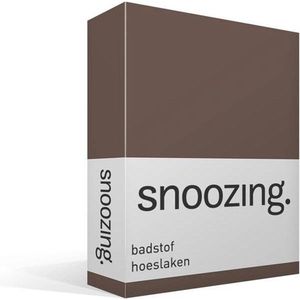 Snoozing - Badstof - Hoeslaken - Eenpersoons - 100x200 cm of 90x200/220 cm - Taupe