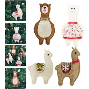 Kersthangers Alpaca's | Set van 4x Vilt kerstballen | Decoratieve hangers, decoratie, kerst, dieren, , lama - Kerstversiering