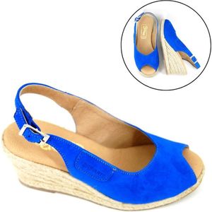 Stravers - Blauwe Espadrilles met Sleehak Maat 33 Kleine Maten Dames Sleehakken