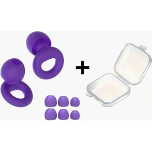 Oordoppen voor Slapen - Earplugs - Reizen - Overprikkeling - Earplugs - Paars - SNR 26 dB Demping - Inclusief Opbergdoosje - Festival Oordopjes - Herbruikbare Gehoorbescherming - Siliconen voor Slaap en Gevoeligheid - 8 Dop