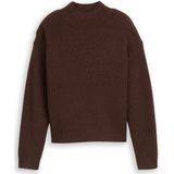 Tom Tailor - Gebreide Trui - Soft Chocolate Brown - Met Ribboorden