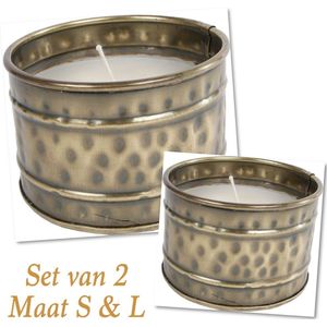 Set van 2 kaarsen maat S & L Kaars Ronald L oud messing beker metaal | 091165-4 | Gifts Amsterdam | Stoer & Sober Woonstijl