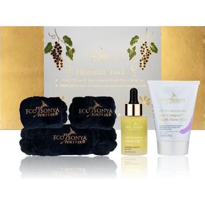 Eco By Sonya - Heavenly cadeau pack - Face Compost Purple Power Mask 75ml + Glory Oil 30ml + Luxe hoofdband + 2 luxe cleaning cuffs