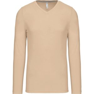 Kariban T-shirt V-hals lange mouwen K358 - Light Sand - XL