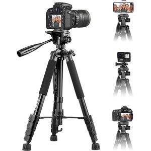Allecto Premium - 188cm Statief voor Camera met Mobiele Telefoon Houder en Afstandsbediening - Statief met Draagtas - Geschikt voor DSLR Camera's