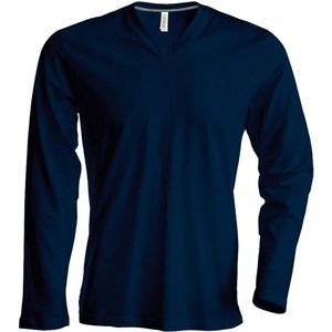 Kariban Heren Slim Fit Lange Mouw V Hals T-Shirt (Marine)